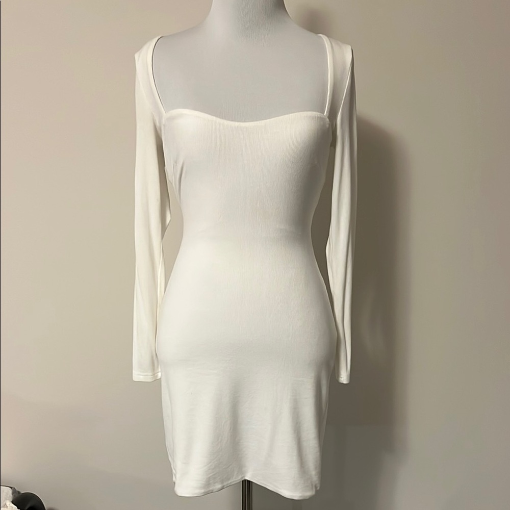 Princess Polly Ribbed White Sweetheart Bodycon Dress